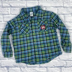 Gymboree Plaid Flannel Long Sleeve Button Down 4t St. Bernard